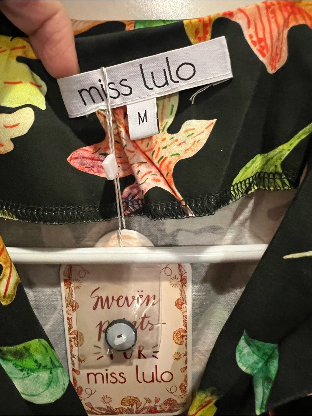Miss Lulo Black Multi-colored Leaf Dress